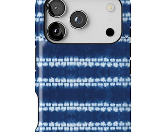 Japanese Shibori Phone Case: Indigo Tie Dye Design