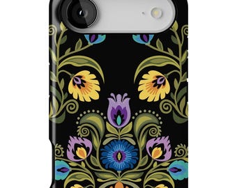Polish Wycinanki Phone Case: Folk Art Floral Design