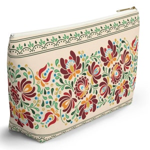 Hungarian Matyó Floral Zipper Pouch: Boho Travel Case