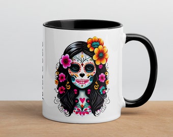 Custom Mexican La Catrina Mug, Halloween Unique Mug, Sugar Skull Coffee Mug, Day of the Dead Mug, Boho Mug - Halloween, Dia de Muertos Gift