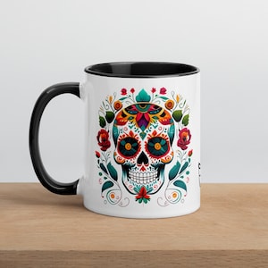 Tazza personalizzata con teschio di zucchero messicano, tazza unica di Halloween, tazza da caffè con teschio di zucchero, tazza del Giorno dei Morti, tazza Boho - Halloween, regalo del Dia de Muertos