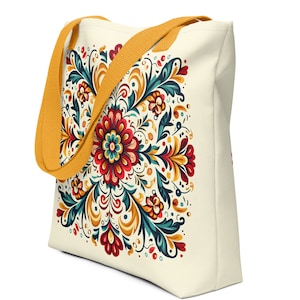Hungarian Matyó Folk Art Tote Bag: Floral Embroidery Design
