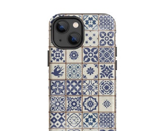 Portuguese Tile Tough Phone Case, Ceramic Mosaic Case, Azulejo Case, Boho Phone Case, iPhone 16, iPhone 15 - iPhone 14  -Samsung Galaxy Case