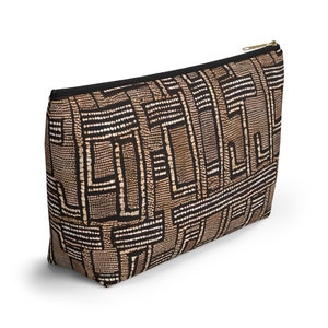 Bolsa com zíper para acessório de impressão de pano de lama do Mali, bolsa para lápis tribal, estojo de viagem Boho - pequeno, grande