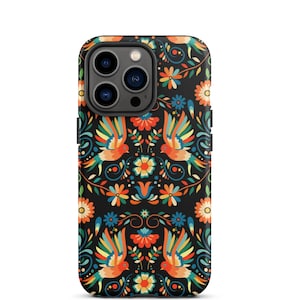Mexican Otomi Print Tough Phone case, Mexican Folk Art Phone Case, Boho Phone Case, iPhone 16 - iPhone 15- iPhone 14 - Samsung Galaxy Case