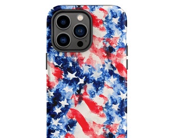 Amerikanische Flagge Tough Handyhülle - Vaterländische Geschenke - Geschenke am vierten Juli - Telefon 15 - iPhone 14 - iPhone 13 - Samsung Galaxy Hülle