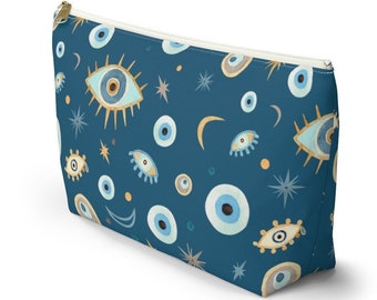 Pochette à fermeture éclair Greek Evil Eye : trousse à cosmétiques de voyage bohème