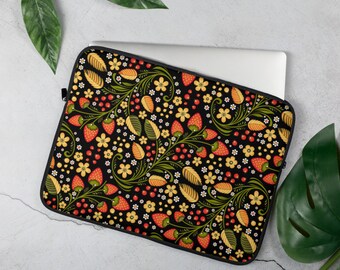 Womens laptop bag Personalized Laptop Sleeve Flower Print Custom Laptop Sleeve Floral Macbook Cover