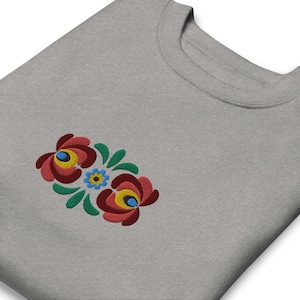 Hungarian Kalocsa Embroidered Sweatshirt, Hungarian Folk Art, Flower Sweater, Hungarian Gift, Boho Pullover - Unisex