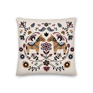 Swedish Dala Horse Throw Pillow, Scandinavian Hygge Pillow, Nordic Decor, Decorative Pillow, Housewarming Gift- Fall Decor, Indoor, Outdoor
