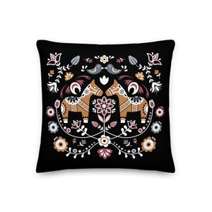 Swedish Dala Horse Throw Pillow, Scandinavian Hygge Pillow, Nordic Decor, Decorative Pillow, Housewarming Gift- Fall Decor, Indoor, Outdoor