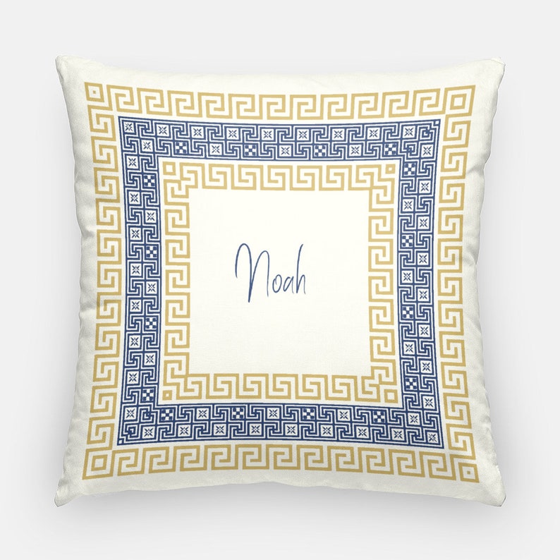 Artisan Greek Style Throw Pillow Greek Pattern Custom Name Etsy