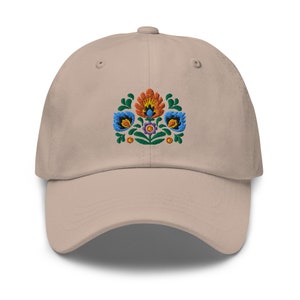 Polish Wycinanki Embroidered Dad Hat, Polish Folk Art Gifts, Boho Hat