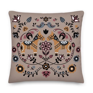 Swedish Dala Horse Throw Pillow, Scandinavian Hygge Pillow, Nordic Decor, Decorative Pillow, Housewarming Gift- Fall Decor, Indoor, Outdoor