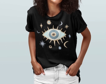 Camiseta con el mal de ojo griego: camiseta con gráfico bohemio
