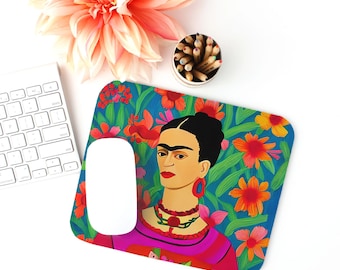 Mexican Icon Frida Khalo Mouse Pad, Boho Mouse Pad, Mexican Non Slip Mat, Ethnic Pattern, Home Office Laptop Mouse Pad, Computer Desk Mat