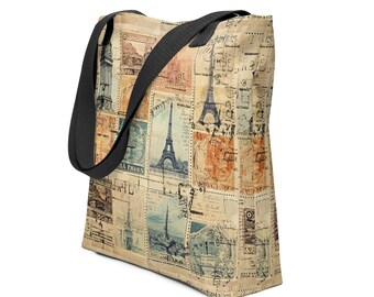 Sac fourre-tout vintage Travel Stamps