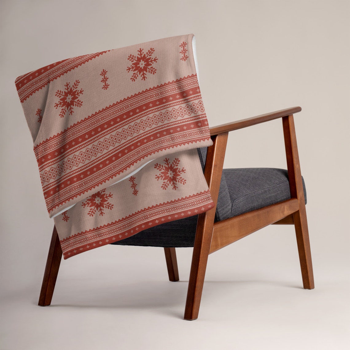 Scandinavian Throw Blanket Retro Nordic Fleece Blanket Etsy