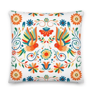 Mexican Otomi Print Throw Pillow, Mexican Folk Art Pillow, Otomi Gift, Decorative Pillow, Housewarming Gift-  Indoor, Outdoor
