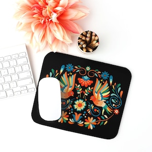 Mexican Otomi Print Mouse Pad, Boho Mouse Pad, Mexican Non Slip Mat, Ethnic Pattern, Home Office Laptop Mouse Pad, Computer Desk Mat