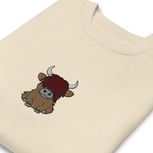 Scottish Highland Cow Embroidered Sweatshirt, Scottish Gifts, Highland Cow Sweater
