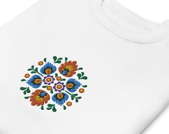 Polsk Wycinanki broderad tröja, polsk folkkonst, blomstertröja, Wycinanki present, Boho tröja - unisex