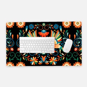 Mexican Otomi Print Desk Mat, Boho Pattern Extended MousePad, Mexican Colorful Desk Pad, Home Office Laptop Computer Mat