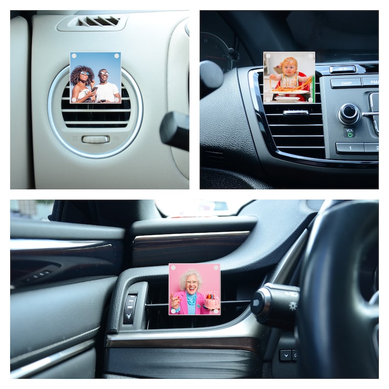 Car Photo Frame, Premium Car Vent Picture Frame, Clips Onto Air Vents, Car Accessory Decoration, Gift For All Car Owners, Custom Car Magnet 