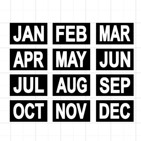 Black & White DMV Month Sticker License Plate Registration