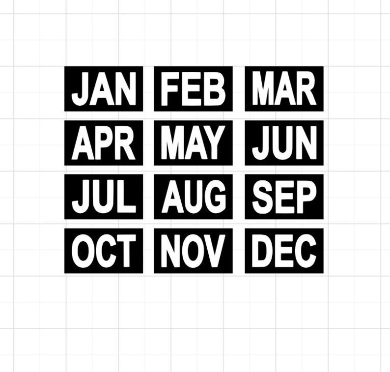 Black & White DMV Month Sticker License Plate Registration Etsy