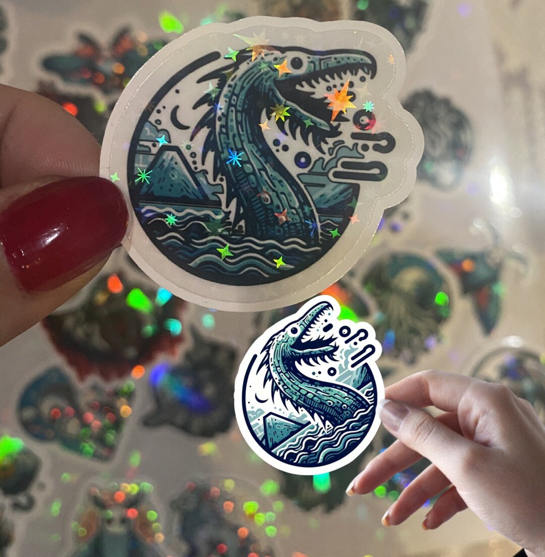 Holographic / Sparkle Loch Ness Monster Creepy Cute Cryptid Stickers ...
