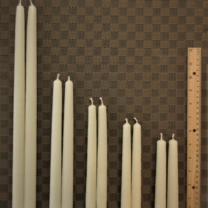 Hand Dipped Pure Ivory BEESWAX Taper CANDLES 100% cotton wicks, Unbleached, Unscented, Smokeless, Drip-less, Made in USA,