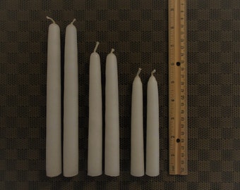 6-Hand Dipped PARAFFIN Taper CANDLES 100% cotton wicks, Unscented, Smokeless, Drip-less, Made in USA,