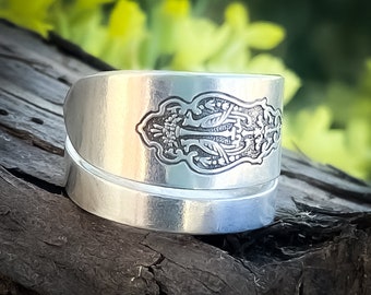 Spoon Ring • The "Birds of Paradise" Spoon Wrap Ring • 1923 • Handmade from Authentic, Vintage Silverware