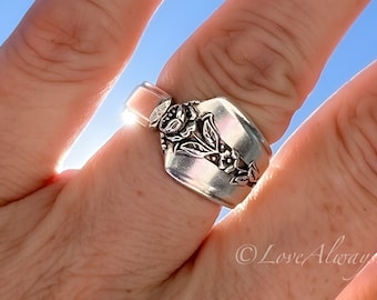 Handmade Spoon Ring • The "Spring Garden" Spoon Ring • 1940 • Handmade from Authentic, Vintage Silverware