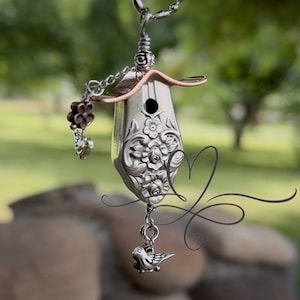 The 1948 &quot;Plantation&quot; Silverware Birdhouse • Vintage Hollow Silverplated Knife Birdhouse