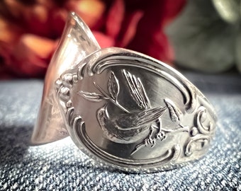 Mockingbird Mini Spoon Ring • Mississippi • 1979 Franklin Mint Sterling Collection