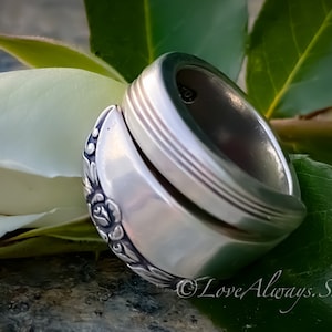 Spoon Ring • The &quot;Brittany Rose&quot; Wrap Spoon Ring • 1948 • Handmade from Authentic, Vintage Silverware