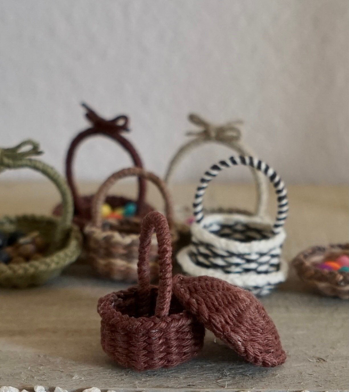 2 Miniature Woven Baskets Etsy
