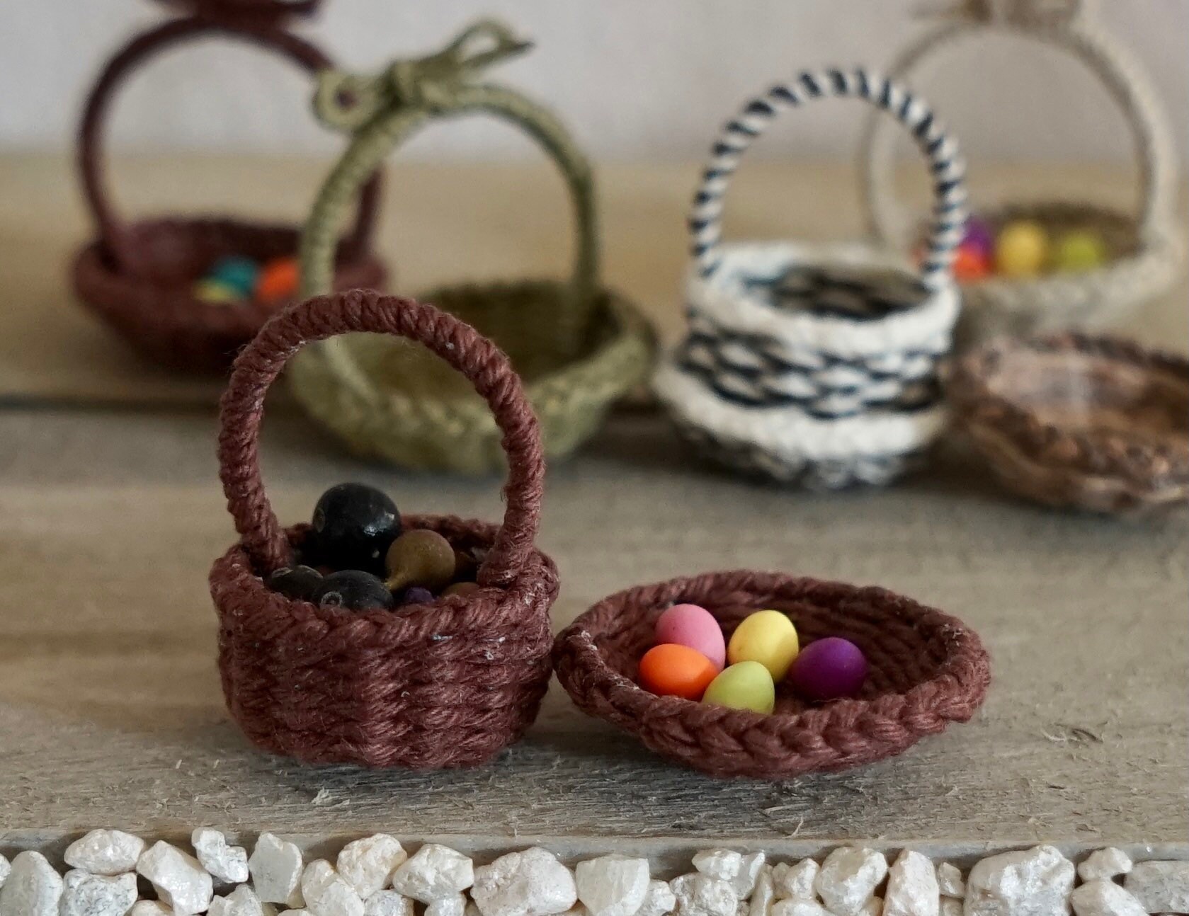2 Miniature Woven Baskets Etsy