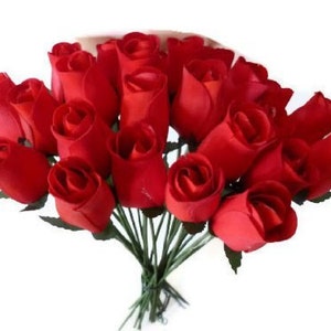 24 Red Wooden Roses For Mother's Day.