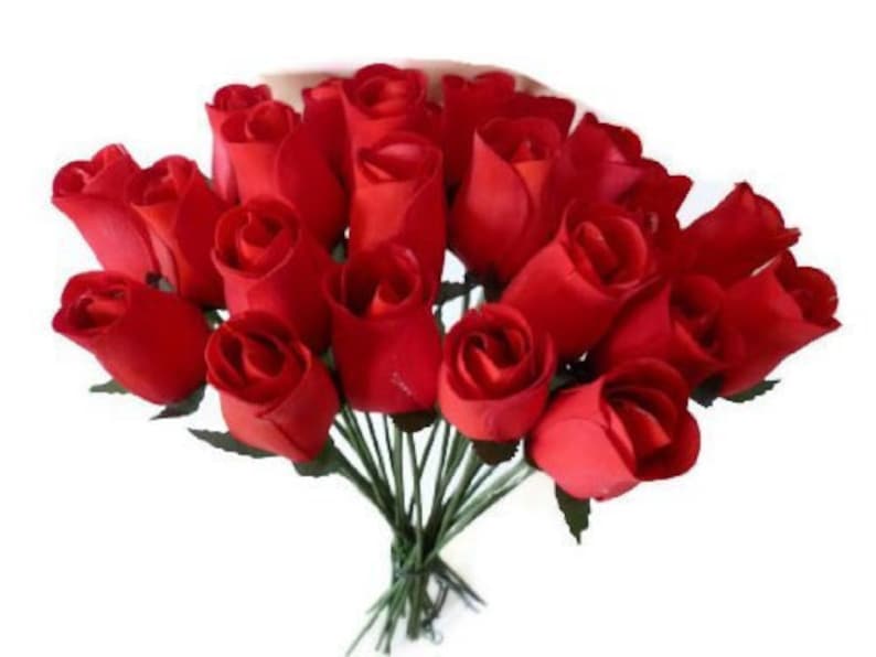 24 Red Wooden Roses For Mother's Day. image 1