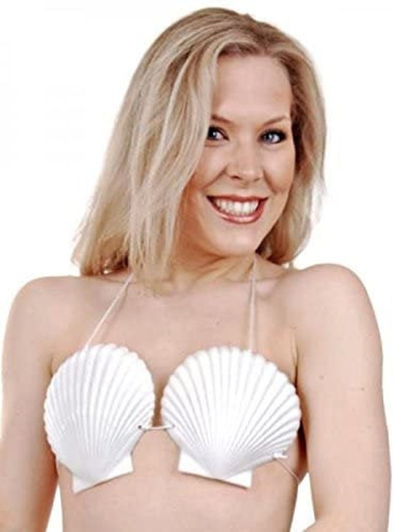 SHELL BRA Costume Clam Luau Mermaid Bikini Top Plastic Laby Gags Sea Adult  MTV 
