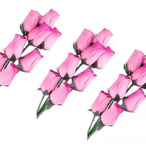 24 Pink Wooden Roses for Mother&#39;s Day