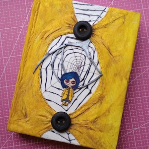 Coraline book notebook OOAK handmade gift craft binding notebook
