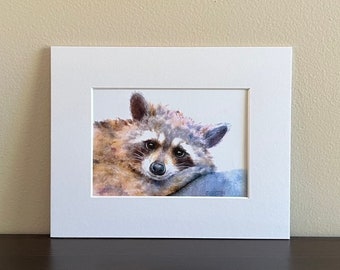 raccoon watercolor print, raccoon art print, raccoon print wall art, cute animal art, woodland animals, woodland nursery art, wildlife art