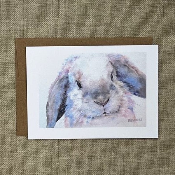 bunny cards, rabbit cards, lop eared bunny, lop ear rabbit, animal cards, cute card, pet cards, bunny watercolor cards, bunny art on card