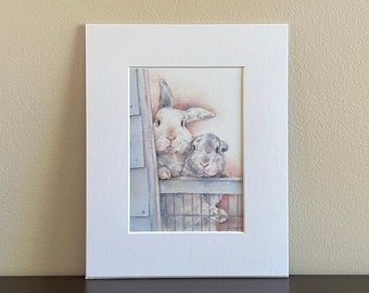 bunny print, rabbit print, bunny art print, rabbit art print, bunnies print, bunny watercolor, bunny art, easter bunnies, bunny art nursery