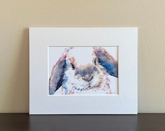 bunny watercolor print, bunny rabbit art print, rabbit art print, lop eared bunny, easter bunny, bunny nursery art, bunny watercolor