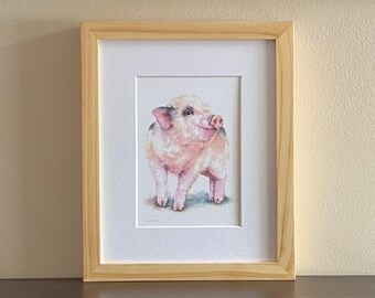 pig watercolor print, pig art print, piglet art, baby pig art, pig print, pig lover, farmhouse nursery art, cute animal art, farm animal art